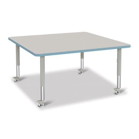 Jonti-Craft Berries Square Activity Table, 48 in. x 48 in., Mobile, Freckled Gray/Coastal Blue/Gray 6418JCM131